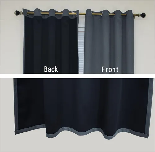 Vista 12 de Cortinas opacas para dormitorio con línea negra, 100 % opacas, con aislamiento térmico, cortinas largas para sala de estar, tratamiento de ventanas