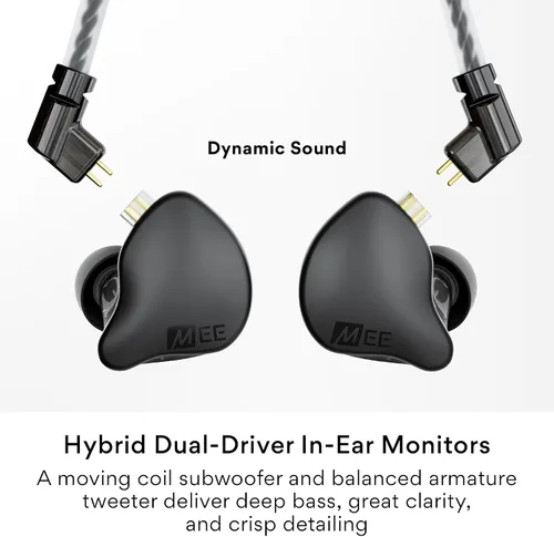 Vista 2 de MEE audio CORE 2 Auriculares híbridos con cable con monitor intrauditivo de Negro