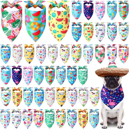 Vista 7 de Sweetude 50 bandanas para perros a granel para verano, flamenco