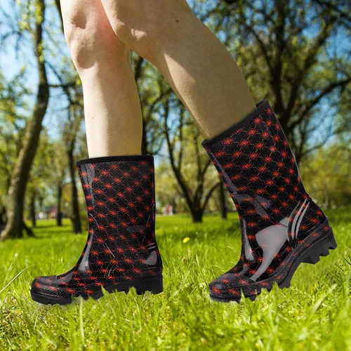 Vista 54 de DKSUKO Waterproof Womens Rain Boots insulated,Lightweight Rubber fashion Boots in Gardening,Warm and Comfortable Wide Calf Rain Boots with Glossy in
