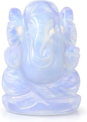 Vista 8 de Escultura de ganesha con piedra preciosa de ágata negra natural, signo de éxito y buena suerte.