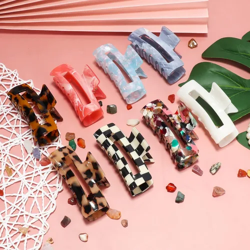 Vista 8 de Paquete de 8 pinzas acrílicas medianas de mariposa para el cabello, estampado de leopardo, agarre fuerte antideslizante para mujeres y niñas
