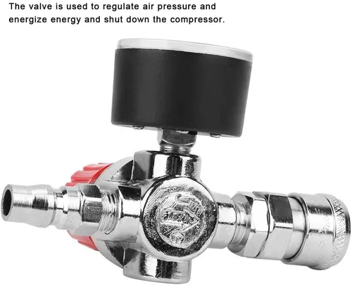 Vista 6 de Regulador de presión del compresor de aire con indicador de dial, válvula de control ajustable de aleación de zinc para accesorios
