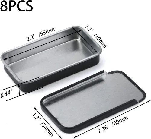 Vista 3 de Caja de metal con tapa para guardar llaves del automóvil, galletas, lápiz, organizador de soporte (2.2 x 1.1 x 0.4 pulgadas, negro)