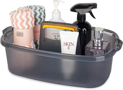 Vista 8 de Organizador de suministros de limpieza grande portátil con asa, cubo de plástico, almacenamiento de herramientas para baño, dormitorio, cocina