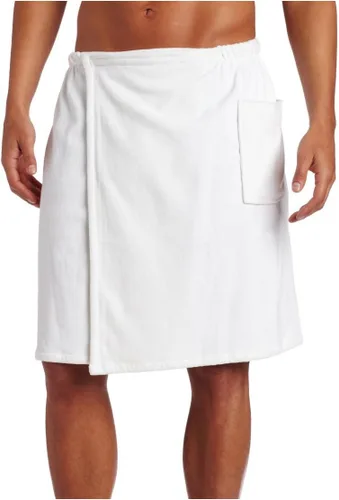 Vista 2 de robesale Mens Cotton Terry Velour Spa Wrap Towel, S/M, Black
