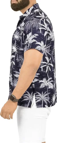 Vista 2 de LA LEELA Camisas hawaianas de manga corta con botones para hombre, estilo Aloha, para fiestas tropicales y días festivos