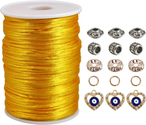 Vista 13 de Nuevo 20bundles 200Yards 0.098 in Satin/Rattail Cordón de seda para collar, pulsera, cordón de cuentas