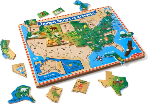 Vista 4 de Melissa & Doug – EE. UU. Mapa – Puzzle de rompecabezas de madera de sonido con efectos de sonido (40 Pcs)