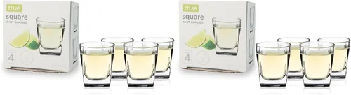 Vista 17 de Vasos altos True, juego de 4 vasos altos de vidrio para cócteles, mojito, té helado, jugos, agua con gas, vasos de cocina, vasos para bar en casa