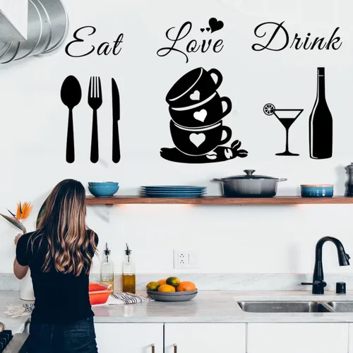 Vista 4 de Calcomanías de Pared Bless This Kitchen - Pegatinas de Vinilo DIY Arte Despegar y Pegar Calcomanías de Pared para Hogar Oficina Escuela Café