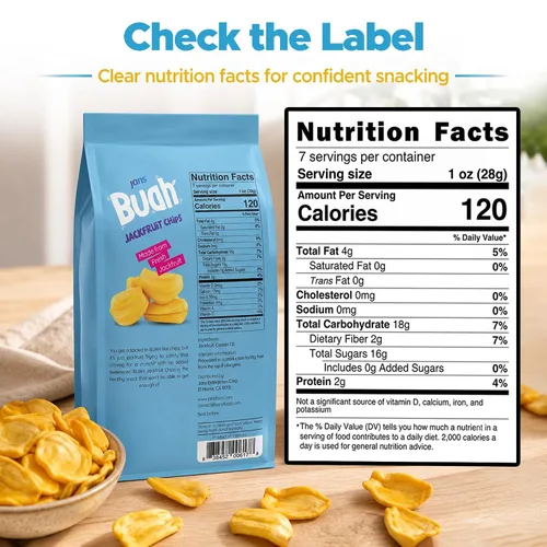 Vista 2 de Chicles de Jaca 7 Oz Jans Buah - Chips de Jaca Secas, Snack de Fruta Sin Gluten, Experiencia Auténtica de Fruta, Fruto de Jaca Seco, Deshidratado