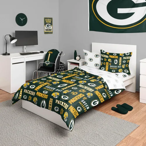 Vista 19 de FOCO Juego de ropa de cama unisex para adultos con logotipo del equipo de la NFL, sábanas y fundas de almohada, juego de ropa de cama de 5 piezas