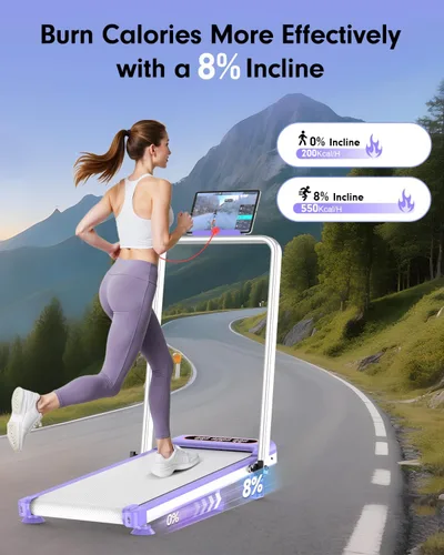 Vista 2 de Walking Pad with 10% Incline & Handle Bar, Low Noise Walking Pad Treadmill for Home Small, Rayspace 3.5HP Treadmill with Incline, 4 in 1 Portable