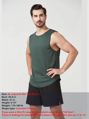 Vista 3 de KizBruo Camiseta sin mangas para hombre, deportiva, gimnasio, atletismo, entrenamiento, secado rápido, ajustada, ajustada, elige una talla más grande