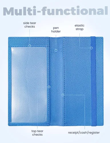 Vista 76 de Yarnic Funda para chequera personal, soporte para chequera con soporte para bolígrafo y divisor de plástico transparente integrado para cheques Rosa