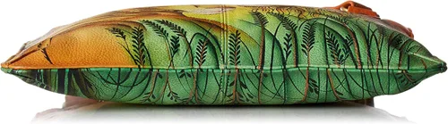 Vista 5 de Anna by Anuschka - Body cruzado multicompartimiento de cuero genuino para mujer, diseño original pintado a mano