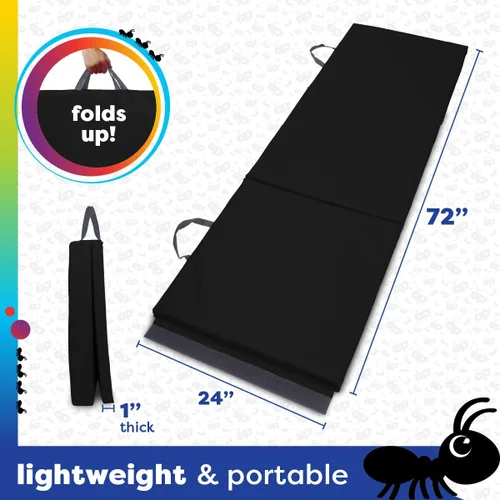 Vista 3 de Antsy Pants Colchoneta de gimnasia para niños, fácil de limpiar, resistente, plegable, acolchada, ligera, portátil, equipo de gimnasia para juego
