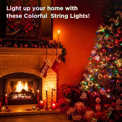 Vista 6 de Luces parpadeantes multicolor con 8 modos de iluminación, luces de hadas con 100 LED de 36 pies, luces de Navidad alimentadas por USB con control