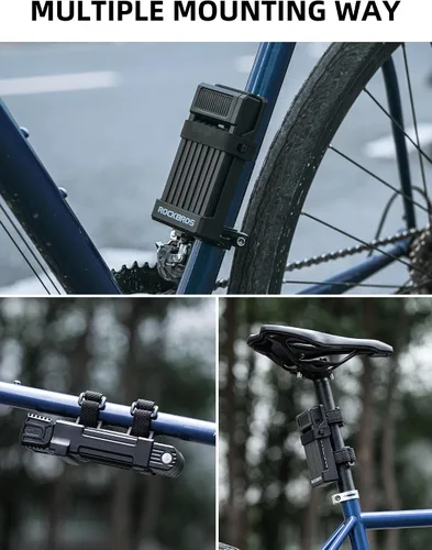 Vista 7 de ROCKBROS Cerradura de bicicleta plegable antirrobo,Diámetro negrita 0.3 in,Material ABS de alta resistencia,Cerradura de llave plegable portátil