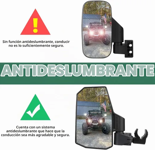 Vista 5 de SHEJISI Espejos laterales UTV: se adapta a casi todos los UTV (excepto puertas completas), compatible con Polaris RZR Ranger, Can am Commander
