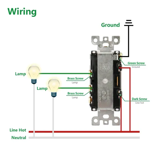 Vista 4 de Wengart Interruptor de Luz de Doble Palanca, 15 Amperios AC120 Voltios, Interruptor de Pared Eléctrico de Grado Residencial, Ideal para Hogar