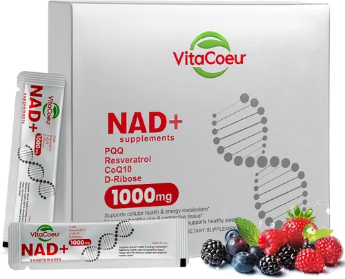 Vista 2 de Suplemento líquido NAD+ de 1000 mg con resveratrol orgánico, ribósido de nicotinamida y PQQ, CoQ10, ALA, Boost Energy Focus, reparación del ADN