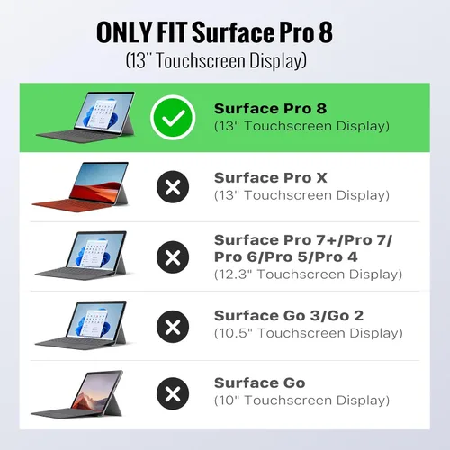Vista 2 de MoKo Funda compatible con tablet Microsoft Surface Pro 8 de 13 pulgadas con pantalla táctil 2021, funda protectora resistente todo en uno con correa