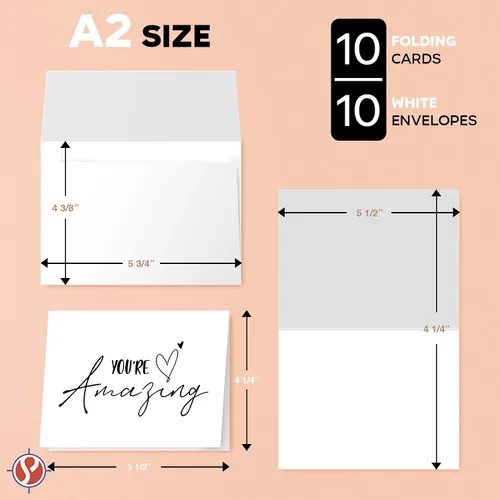 Vista 7 de Tarjetas de felicitación y sobres "You're Amazing" – Elegantes saludos plegables de agradecimiento, aliento y agradecimiento para amigos
