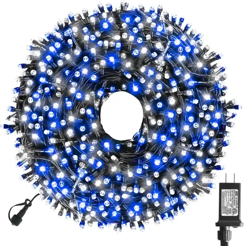 Vista 22 de XTF2015 Luces de Navidad LED de 105 pies con 300 LED, Enchufe de Extremo a Extremo, 8 Modos, Luces de Navidad Certificadas UL para Exteriores e