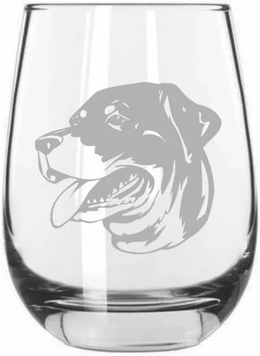 Vista 114 de Shar Pei (chino) - Vaso de vino sin tallo grabado para perro, 15.25 onzas