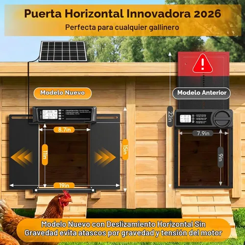 Vista 3 de Puerta automática tamaño grande del gallinero accionada solar - sensor