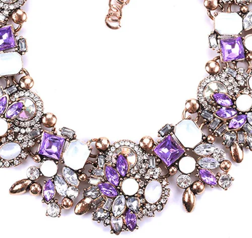 Vista 3 de Collar llamativo de cristal colorido para mujer, gargantilla, accesorios de moda