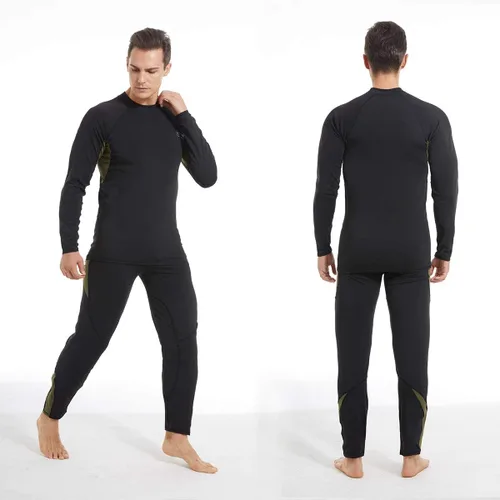 Vista 7 de Conjunto de ropa interior térmica para hombre forro polar de invierno capa base de pantalones largos secado rápido térmico para caza esquí