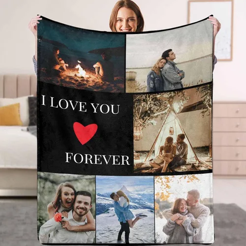 Vista 19 de YESCUSTOM Manta personalizada con fotos y texto, Manta familiar personalizada para adultos, niños y amigos, para cumpleaños, regalo conmemorativo