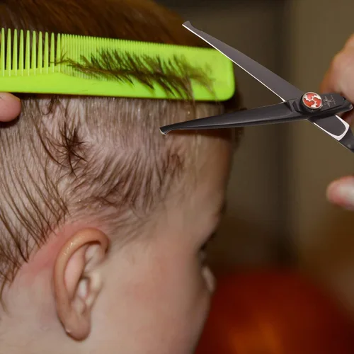 Vista 6 de PURPLEBIRD Tijeras de corte de pelo de 6 pulgadas para niños, puntas redondeadas, tijeras profesionales de peluquería para corte de pelo