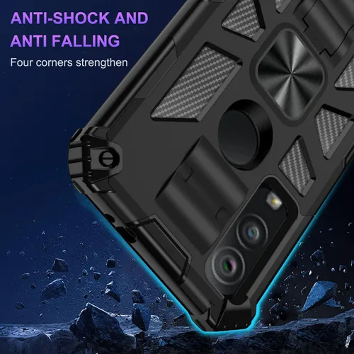 Vista 3 de Funda para AT&T Motivate Max/Cricket Ovation 3 con protector de pantalla de vidrio templado, protección de cuerpo completo [grado militar] funda