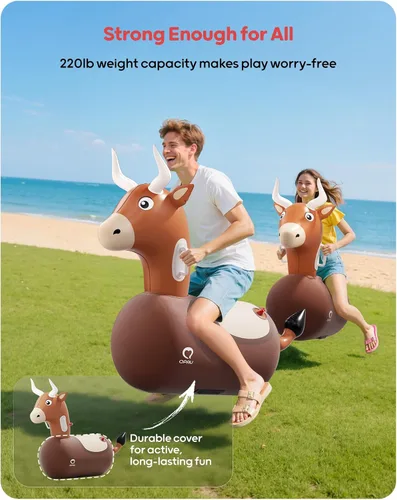 Vista 4 de QPAU - Juguete inflable de tolva hinchable, 1 paquete con bomba de mano Toro