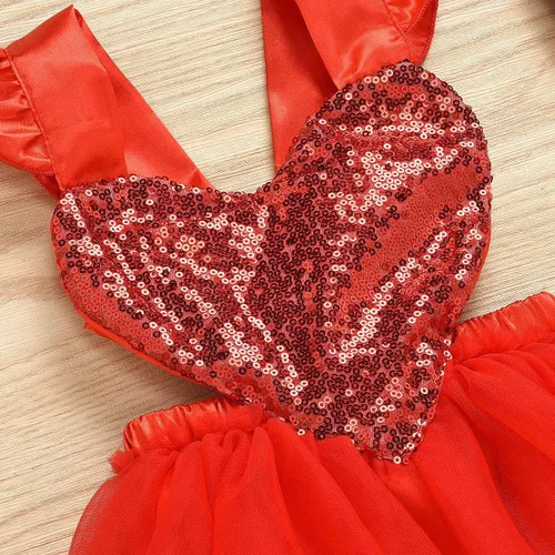 Vista 4 de Newborn Baby Girl 1st Valentines Day Outfit Love Heart Romper Dress with Headband Birthday Photo Shoot