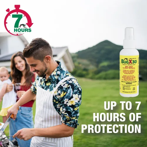 Vista 6 de Bug X 30 Spray repelente de insectos con 30% DEET – Botella de 2 onzas de repelente de insectos en aerosol repele insectos que pican insectos hasta
