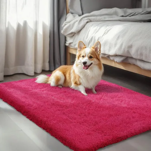 Vista 105 de Alfombras pequeñas de 2 x 3 pies, alfombra negra para dormitorio, alfombra moderna de pelo largo, alfombra pequeña, alfombra de noche esponjosa
