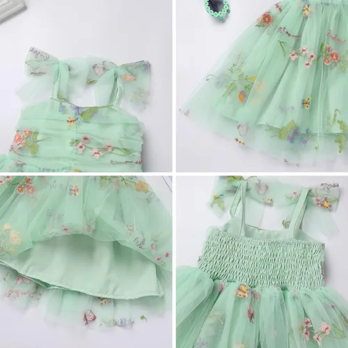Vista 3 de Vestido tutú para niña, sin mangas, fruncido, vestido de verano con lentejuelas brillantes, lunares, estrellas, princesa, vestido de tul