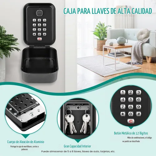 Vista 3 de Caja de bloqueo de llave portátil, caja de seguridad para llaves