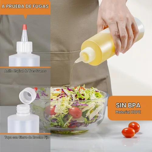 Vista 3 de Sopito - Botellas exprimibles de condimentos de 16 onzas para salsas, salsa