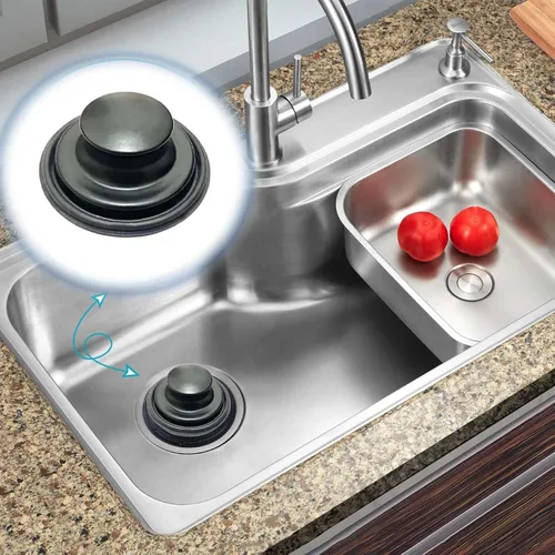 Vista 5 de Tapón de fregadero de cocina negro de 3.35 pulgadas para eliminación de basura, tapón de eliminación de basura de acero inoxidable que se adapta a