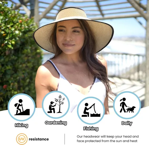 Vista 17 de Simplicity - Sombrero con protección solar UV UPF 50 para mujer, convertible en visera para playa