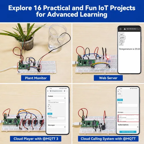 Vista 7 de SunFounder Raspberry Pi Pico 2 W Kit de Inicio Definitivo con Más de 110 Cursos en Video y Tutoriales en Línea, 96 Proyectos (16 Proyectos de IoT)
