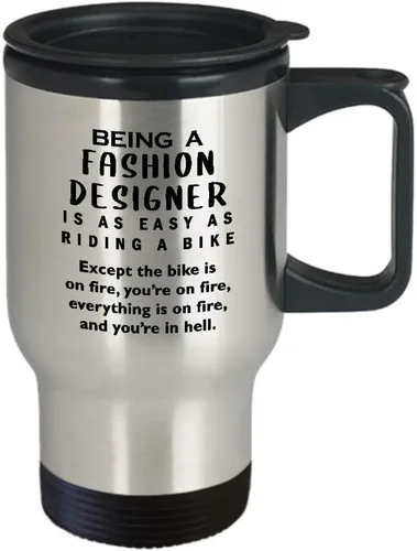 Vista 2 de Gifts for Being a Fashion Designer Travel Mug Insulated Coffee Tumbler - Textile Artist Designing Clothing Stylist Industry Funny Cute Gag