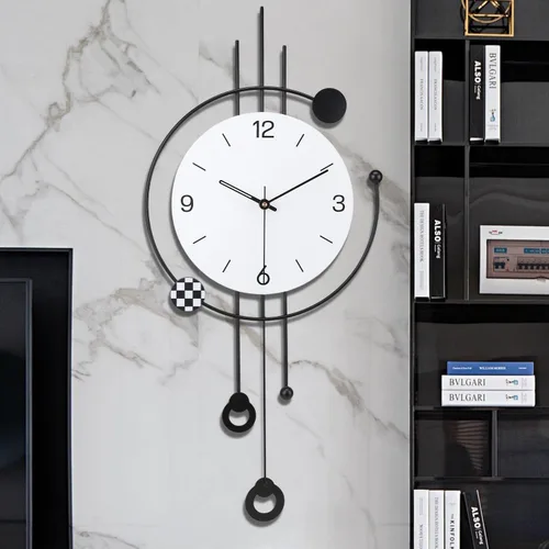 Vista 7 de SIN&MI Reloj de pared grande para decoración de sala de estar, gran arte decorativo de pared, reloj de péndulo, funciona con pilas, sin tictac
