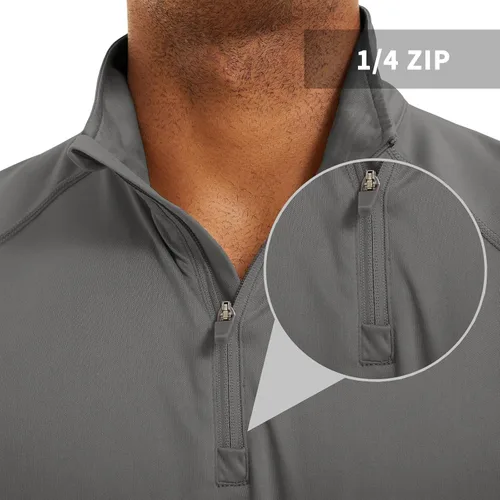 Vista 6 de CRYSULLY Camisas de pesca para hombre con protección solar UPF 50+ de manga larga y cremallera de 14